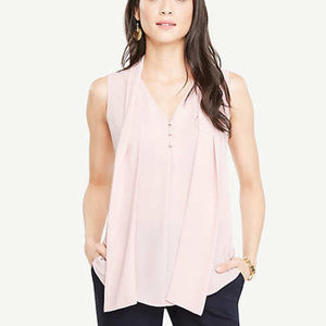 Ann Taylor Tie Neck Button Shell